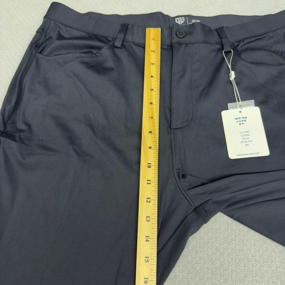 New Graham Luxe Pants Mens 38x30 Dark Gray Performance Chino‎ Golf Casual - Picture 9 of 10